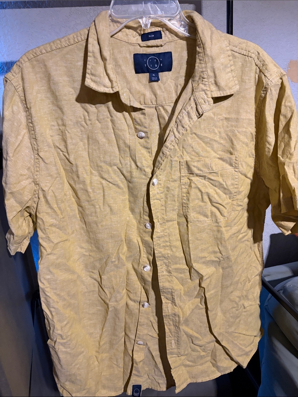 Club Room Men's Short Sleeve Button-Down Shirt - Yellow